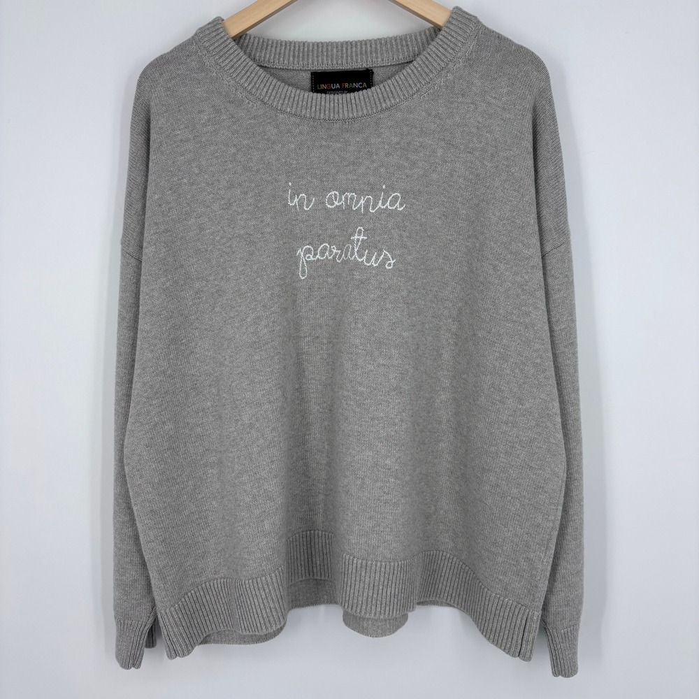 Lingua Franca Maxine Sweater Womens 3X Gray In Omnia Paratus Cotton Cashmere